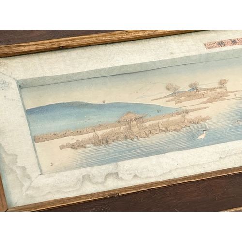 397 - An Early 20th Century Chinese framed Triptych cork art. 70x29cm