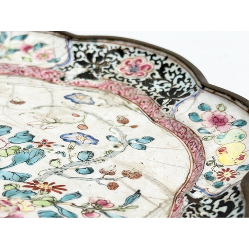 60C - An 18th Century Chinese Qianlong enamelled tray. 19cm