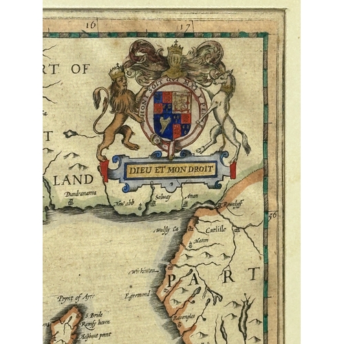 60F - A 17th Century engraving of The Kingdom of Ireland by Janssonius Hondius. 63x51cm