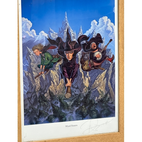 105C - 3 signed Paul Kidby Limited Edition prints. A View of Lancre 272/950. Wyrd Sisters. The Night Watch.... 