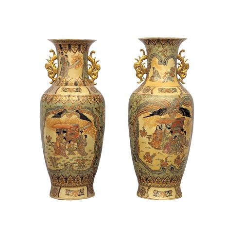 31 - A pair of large Chinese pottery decorative vases. 82cm