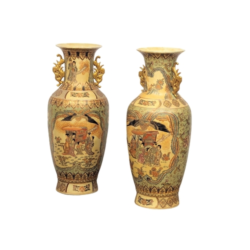 31 - A pair of large Chinese pottery decorative vases. 82cm