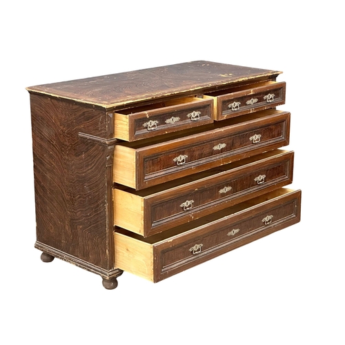 1248 - A large 19th century French pine chest of drawers with original scumble finish. Circa 1880. 140x65x9... 