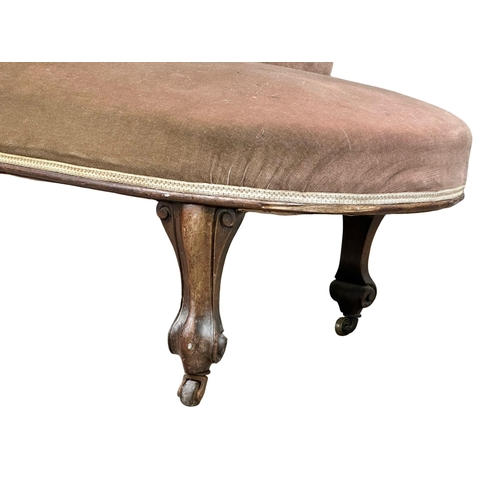 1245 - A Mid Victorian rosewood frames chaise lounge on cabriole legs, circa 1860. 170cm  8