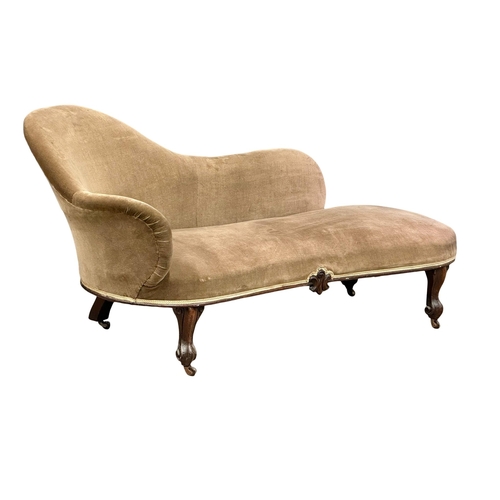 1245 - A Mid Victorian rosewood frames chaise lounge on cabriole legs, circa 1860. 170cm  8