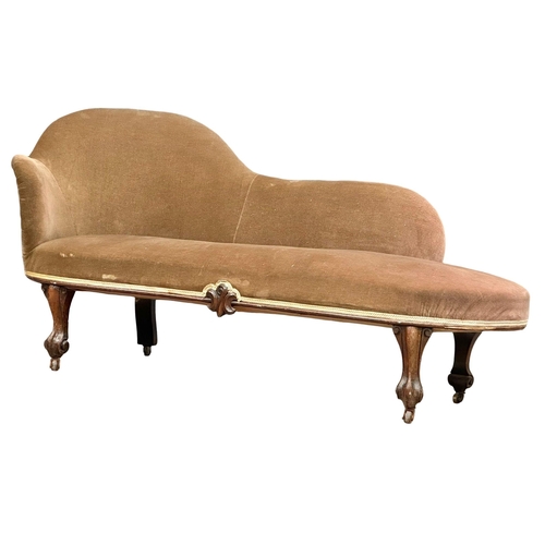 1245 - A Mid Victorian rosewood frames chaise lounge on cabriole legs, circa 1860. 170cm  8