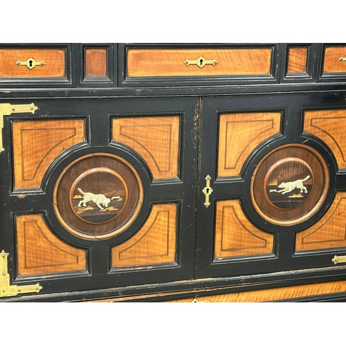 866 - A Late 19th Century Hobbs & Co ebony Chinese style aesthetic movement side cabinet in the manner of ... 