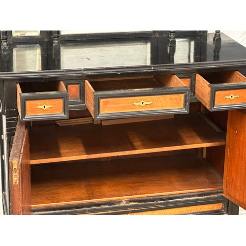 866 - A Late 19th Century Hobbs & Co ebony Chinese style aesthetic movement side cabinet in the manner of ... 