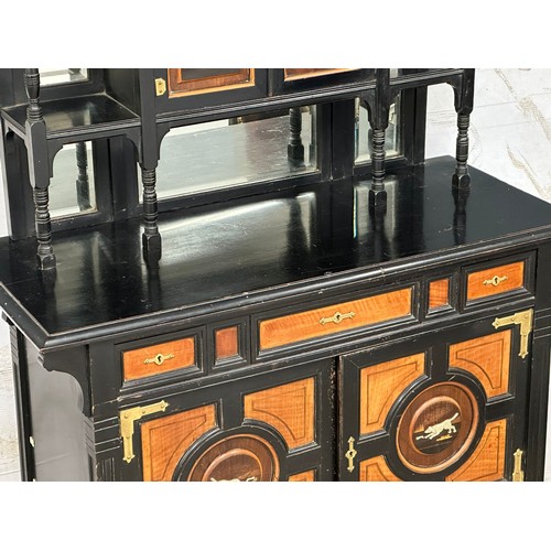 866 - A Late 19th Century Hobbs & Co ebony Chinese style aesthetic movement side cabinet in the manner of ... 