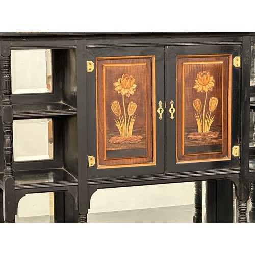 866 - A Late 19th Century Hobbs & Co ebony Chinese style aesthetic movement side cabinet in the manner of ... 