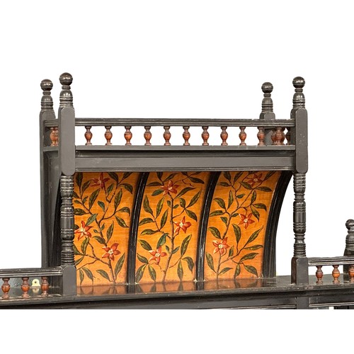 866 - A Late 19th Century Hobbs & Co ebony Chinese style aesthetic movement side cabinet in the manner of ... 