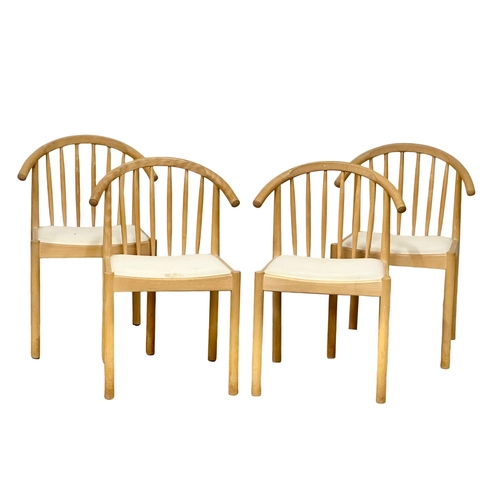 1260 - A set of 4 Danish Mid Century beech cow horn dining chairs