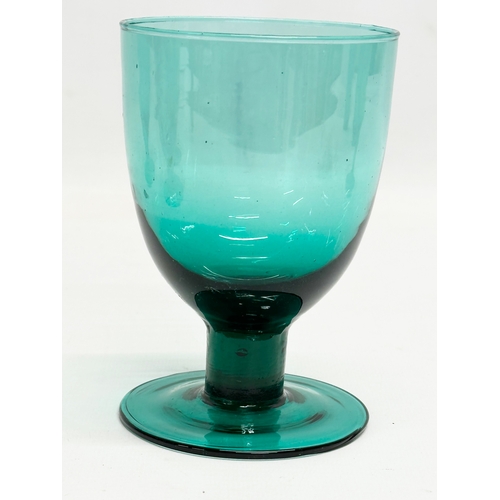 61 - A set of 4 Late 19th/Early 20th Century turquoise glass rummers. Circa 1890-1920. 8.5x13cm.