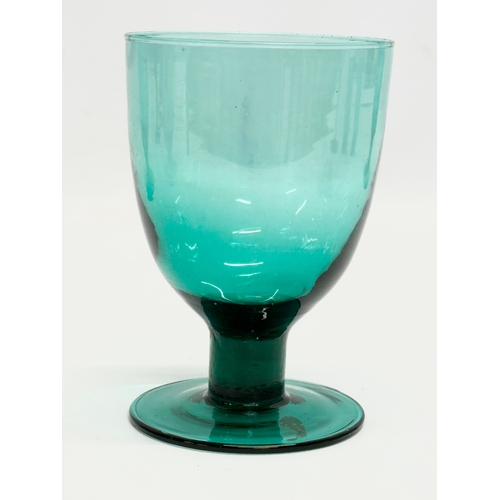 61 - A set of 4 Late 19th/Early 20th Century turquoise glass rummers. Circa 1890-1920. 8.5x13cm.