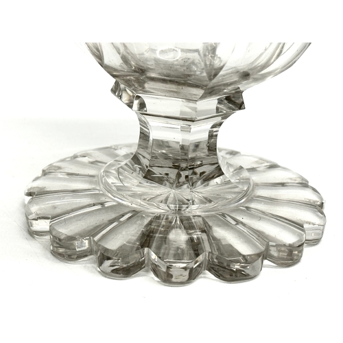 66 - A 19th Century Victorian glass footed vase with fan cut rim. Circa 1860-1880. 16.5x19cm.