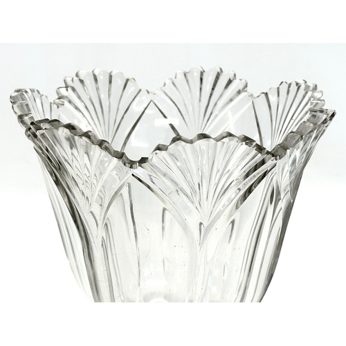 66 - A 19th Century Victorian glass footed vase with fan cut rim. Circa 1860-1880. 16.5x19cm.