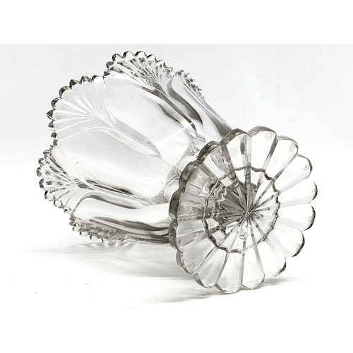 66 - A 19th Century Victorian glass footed vase with fan cut rim. Circa 1860-1880. 16.5x19cm.