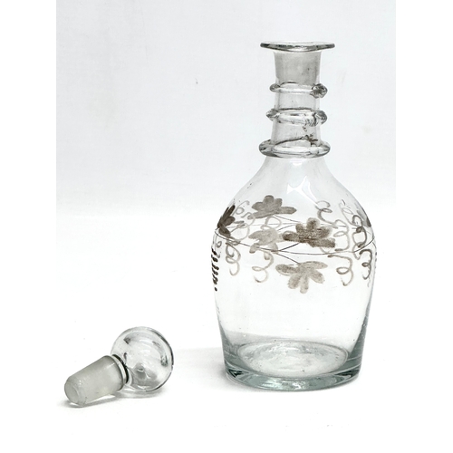 69 - A small George III 18th Century 3 ring glass decanter. Circa 1780-1810. 18.5cm