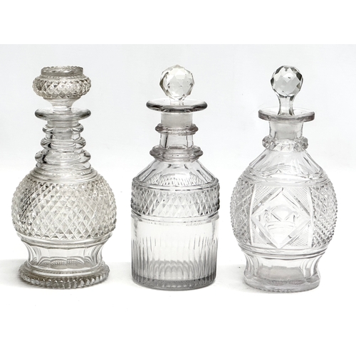 73 - 3 Early 20th Century Georgian style glass decanters. Circa 1900-1920. 20cm