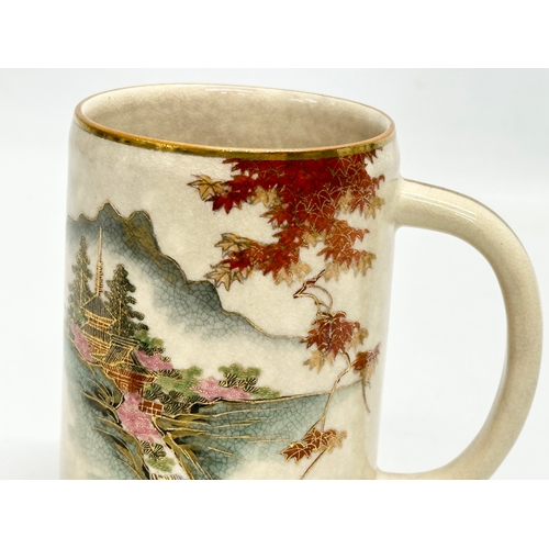 79 - A signed Early 20th Century Japanese Late Meiji hand painted beer stein by Satsuma. Circa 1900-1920.... 