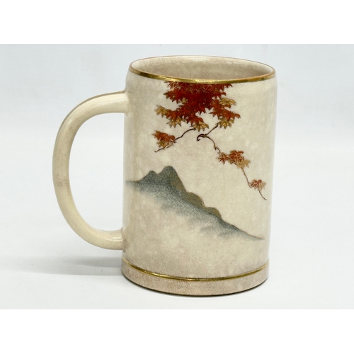 79 - A signed Early 20th Century Japanese Late Meiji hand painted beer stein by Satsuma. Circa 1900-1920.... 