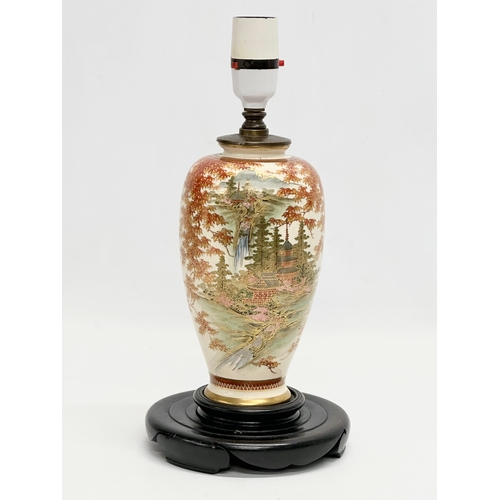 88 - An Early 20th Century Japanese Late Meiji pottery table lamp by Satsuma. Circa 1900-1920. 15x31cm