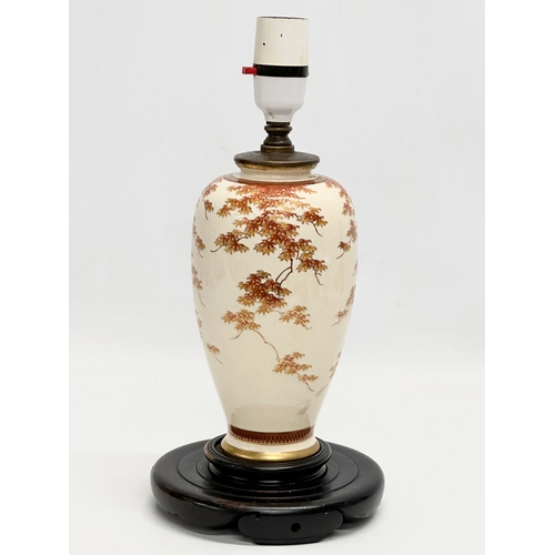 88 - An Early 20th Century Japanese Late Meiji pottery table lamp by Satsuma. Circa 1900-1920. 15x31cm