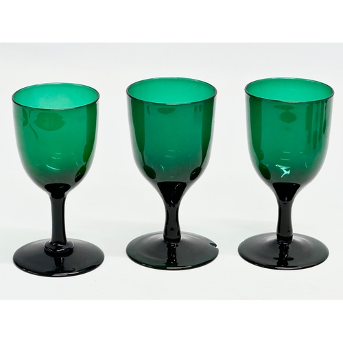 94 - A collection of Late 19th/Early 20th Century coloured drinking glasses. A set of 3 Bristol Green win... 