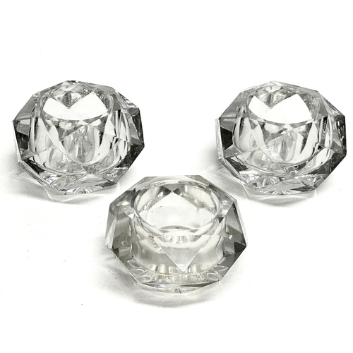 95 - 3 Early 19th Century Georgian cut glass salt cellars with lemon squeeze bases. 9x9x6cm