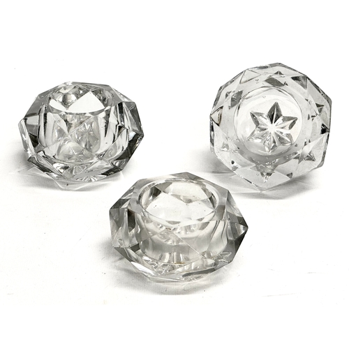 95 - 3 Early 19th Century Georgian cut glass salt cellars with lemon squeeze bases. 9x9x6cm