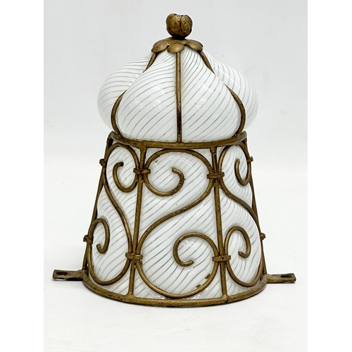 3 - An Early/Mid 20th Century Italian Venetian brass bound bubble glass light shade. 28cm