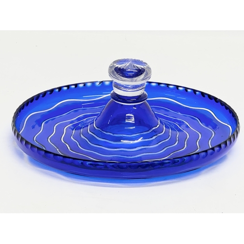 113 - A Late 19th/Early 20th century Bristol Blue cut glass centrepiece bowl. Circa 1900. 22x7cm