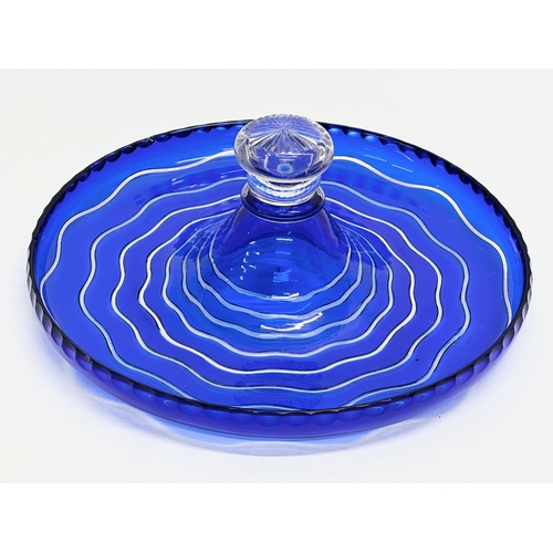 113 - A Late 19th/Early 20th century Bristol Blue cut glass centrepiece bowl. Circa 1900. 22x7cm