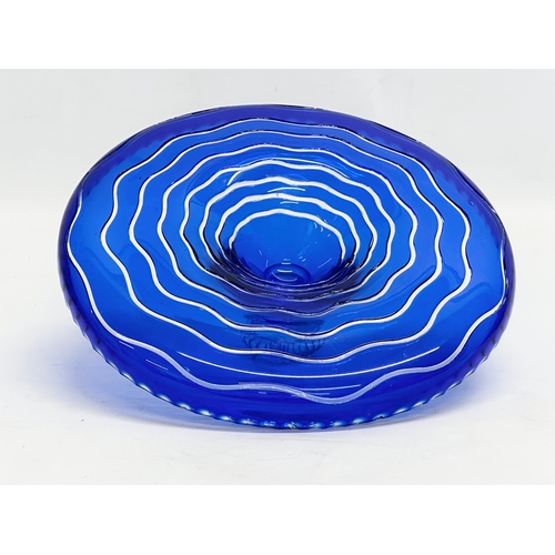 113 - A Late 19th/Early 20th century Bristol Blue cut glass centrepiece bowl. Circa 1900. 22x7cm