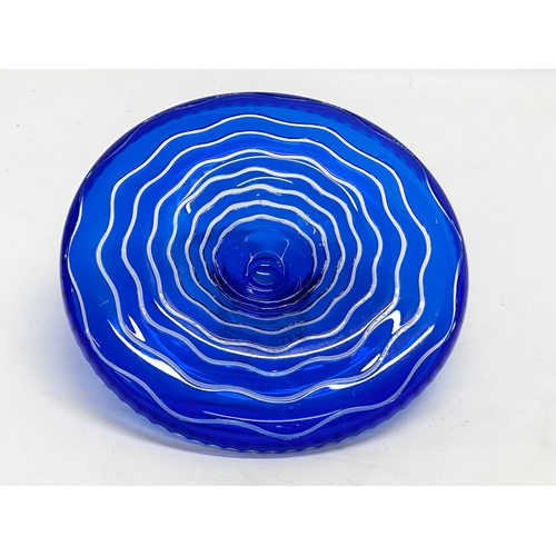 113 - A Late 19th/Early 20th century Bristol Blue cut glass centrepiece bowl. Circa 1900. 22x7cm