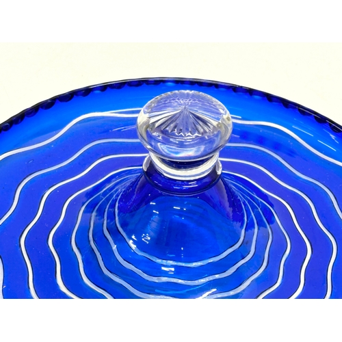 113 - A Late 19th/Early 20th century Bristol Blue cut glass centrepiece bowl. Circa 1900. 22x7cm