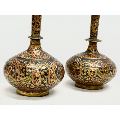 11 - A pair of Late 19th Century Kashmir vases. 12cm