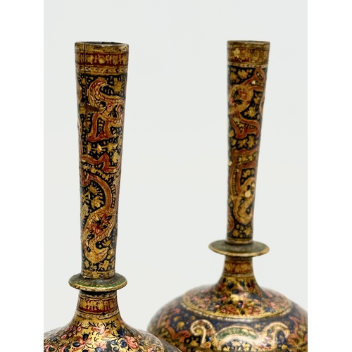 11 - A pair of Late 19th Century Kashmir vases. 12cm