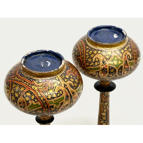 11 - A pair of Late 19th Century Kashmir vases. 12cm