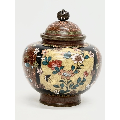 46 - A Late 19th Century Japanese cloisonné sparkled enamel jar with lid. Late Meiji. Circa 1880-1900. 11... 