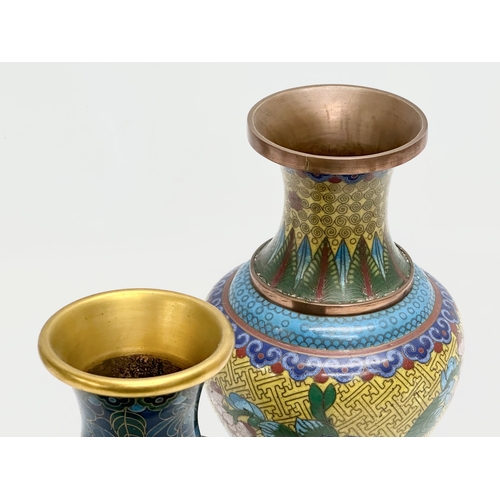 126 - 2 Early 20th Century Chinese cloisonné vases. 24cm