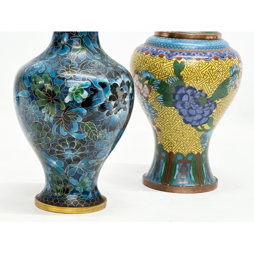 126 - 2 Early 20th Century Chinese cloisonné vases. 24cm