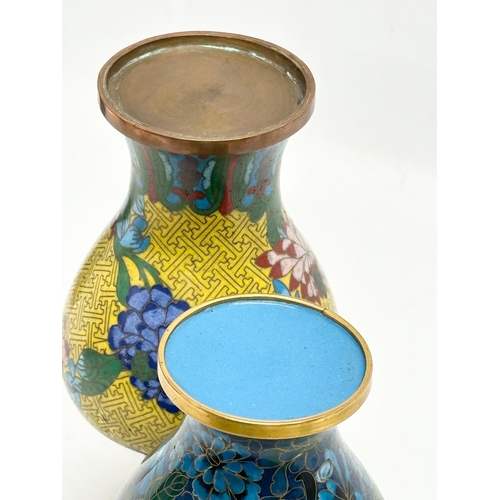 126 - 2 Early 20th Century Chinese cloisonné vases. 24cm