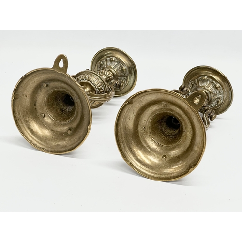 16 - A pair of Late 19th/Early 20th Century brass nautical ships pendulum wall mounted candleholders. 27c... 