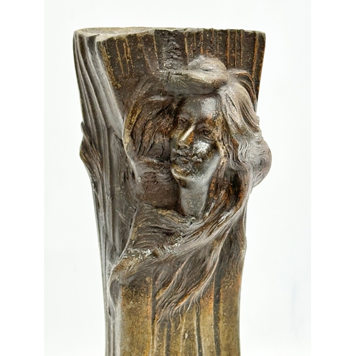 17 - Francesco Flora. A large signed Late 19th Century bronzed spelter Art Nouveau vase by Francesco Flor... 