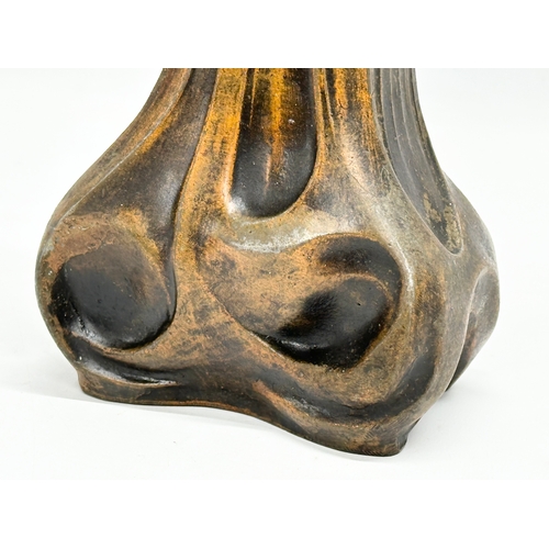 17 - Francesco Flora. A large signed Late 19th Century bronzed spelter Art Nouveau vase by Francesco Flor... 