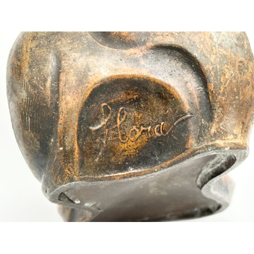 17 - Francesco Flora. A large signed Late 19th Century bronzed spelter Art Nouveau vase by Francesco Flor... 