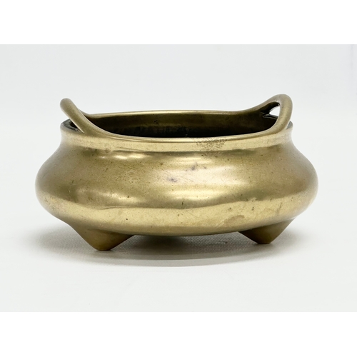 31 - A Late 19th Century Chinese tripod censer. Xuande mark underneath. 13x13x7cm