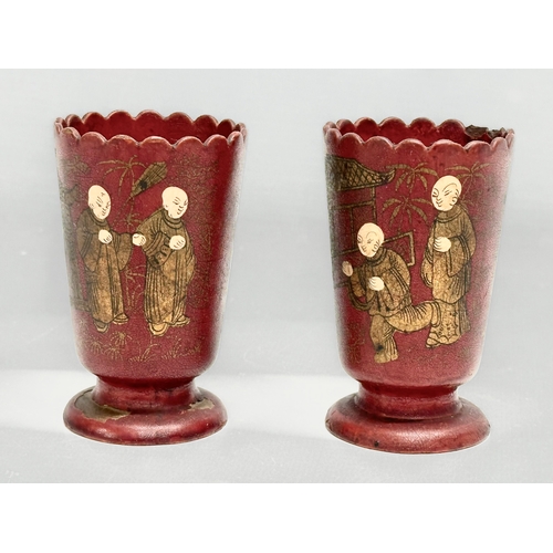 49 - A pair of Late 19th Century Japanese hand painted match strikers/holders. Meiji Period. Circa 1880-1... 