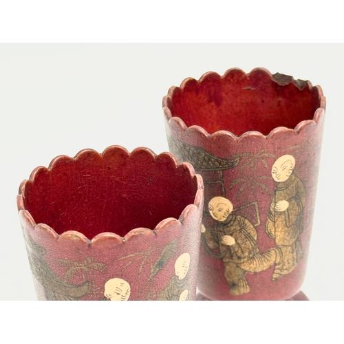 49 - A pair of Late 19th Century Japanese hand painted match strikers/holders. Meiji Period. Circa 1880-1... 